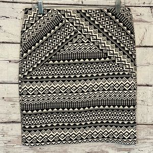 JOE B (by Joe Benbasset) Skirt Stretch Knit Midi Black/White Pattern-XL